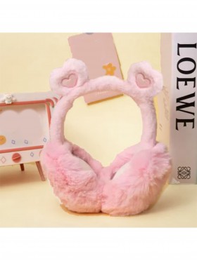 Solid Color Heart Plush Earmuff